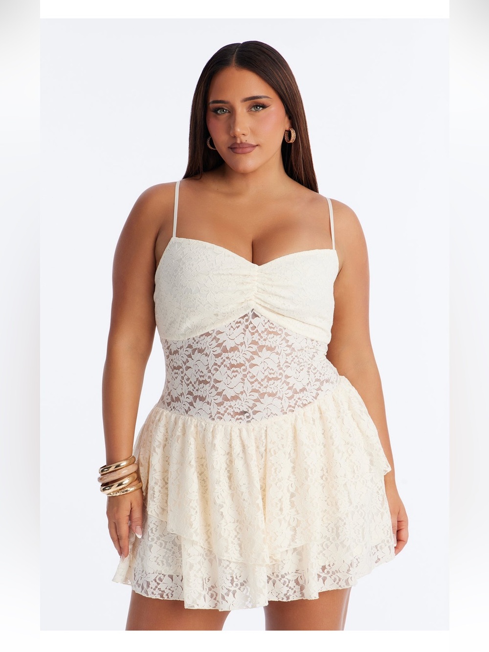 Fashion Nova Cecilia Ruffle Lace Mini Dress